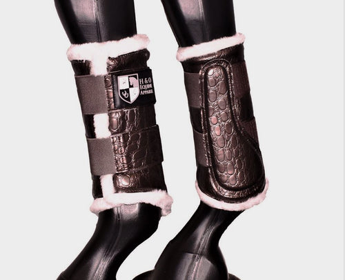 Metallic Chocolate Croc Brushing Boots