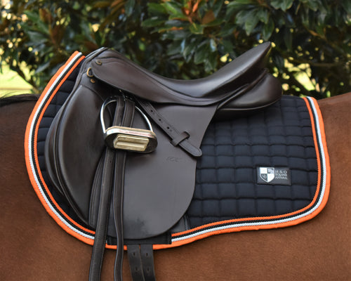 Black/Orange/Silver Forward Cut Saddle Pad - Pony Size