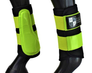 Black and Lime "Air Vent" Brushing Boots - Pony, Small Pony (seconds/shop soiled)