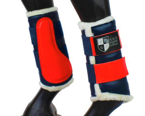 Navy & Red Brushing Boots