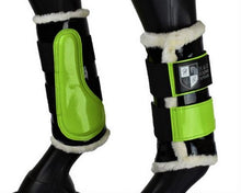 Load image into Gallery viewer, Black &amp; Lime Green Brushing Boots