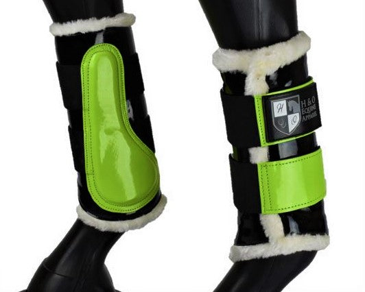 Black Lime Green Brushing Boots