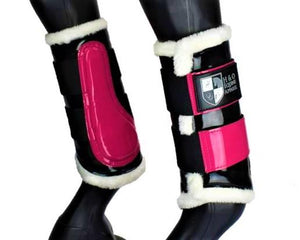 Black & Hot Pink Brushing Boots