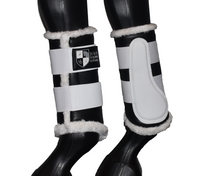 Load image into Gallery viewer, Black &amp; White Deluxe Faux Leather Brushing Boots