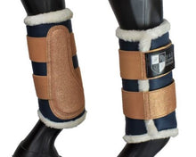 Load image into Gallery viewer, Navy and Rose Gold Brushing Boots