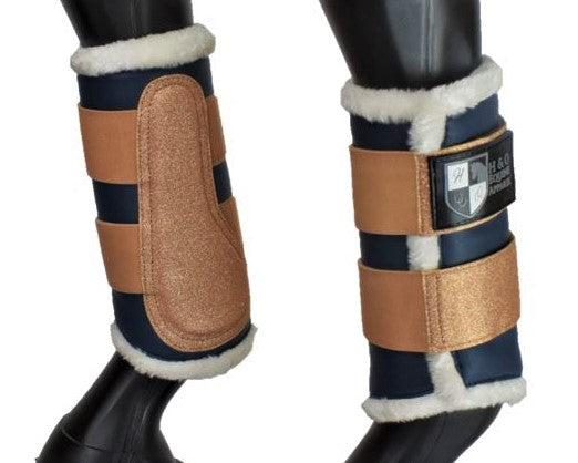 Navy and Rose Gold Brushing Boots